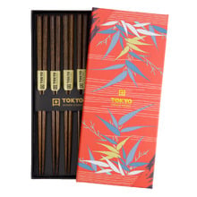 5 Pairs Dark Brown Chopsticks Gift Set